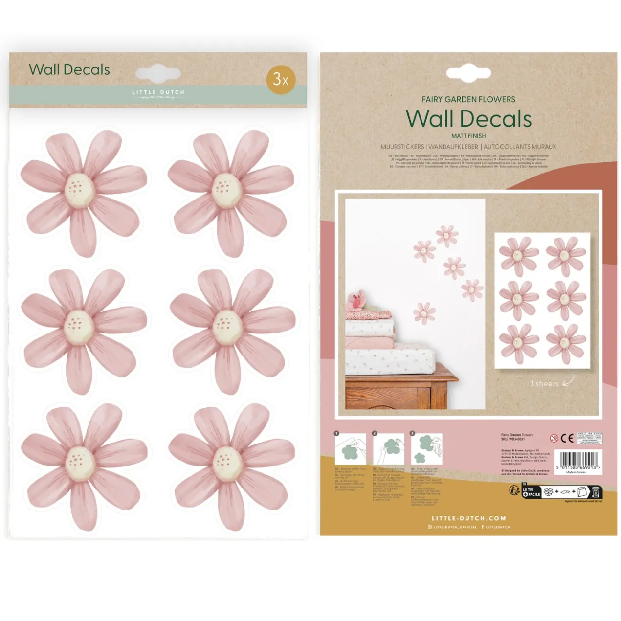 Muurstickers Fairy Garden Flowers A4