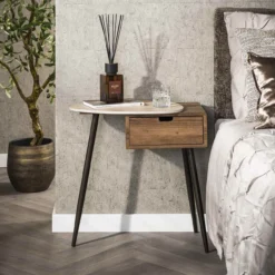 Nachtkastje Limestone Houtlook Links