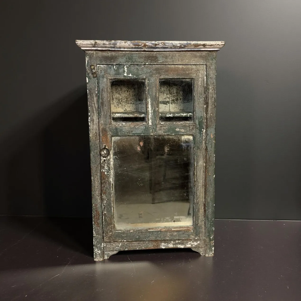 Nachtkastje spiegel grijs/blauw