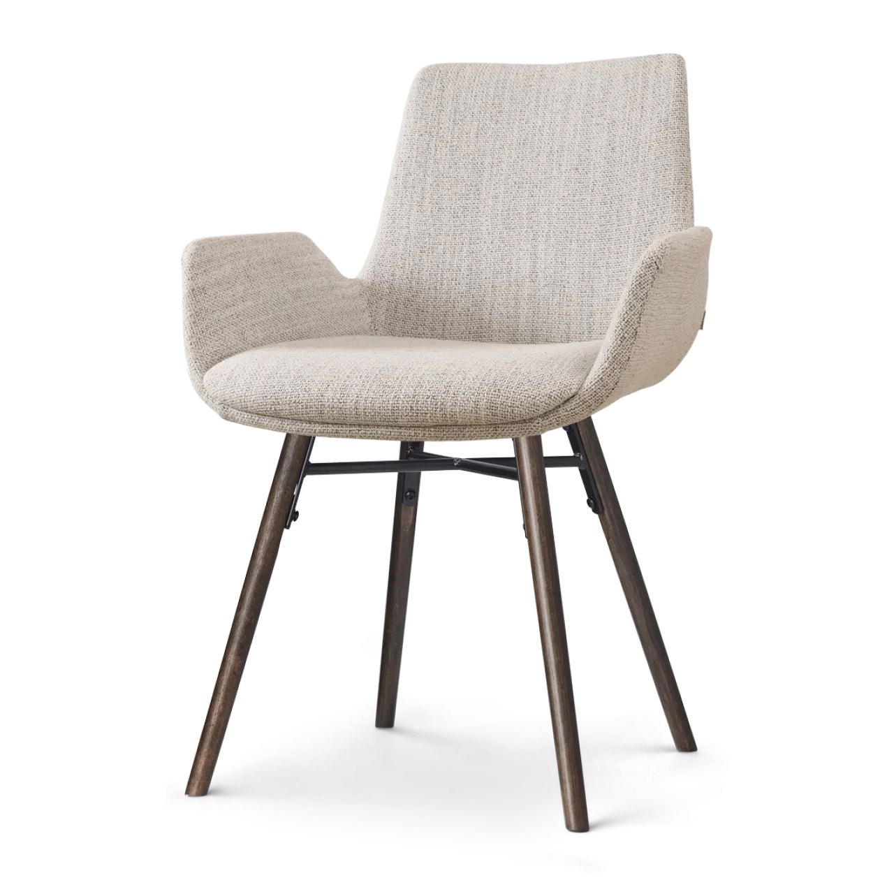 Nena-Eef eetkamerstoel grijs beige gemêleerd - walnoot