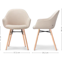 Nena-Mae eetkamerstoel beige - naturel onderstel