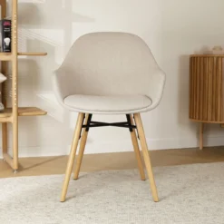 Nena-Mae eetkamerstoel beige - naturel onderstel