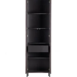 New gravure hoge kast met lade essen fineer espresso [fsc]