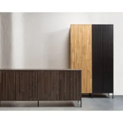 New gravure hoge kast met lade grenen zwart [fsc]