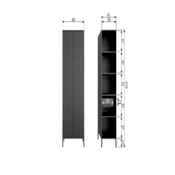 New gravure hoge kast met lade grenen zwart [fsc]