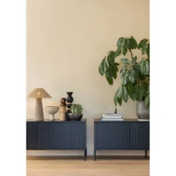 New gravure tv meubel 150 cm grenen zwart [fsc]