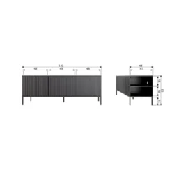 New gravure tv meubel 150 cm grenen zwart [fsc]