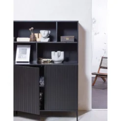 New gravure wandkast grenen zwart [fsc]