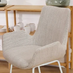 Nino-Eef barkruk grijs beige gemêleerd - wit onderstel 75 cm