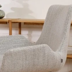 Nino-Eef barkruk grijs beige gemêleerd - wit onderstel 75 cm