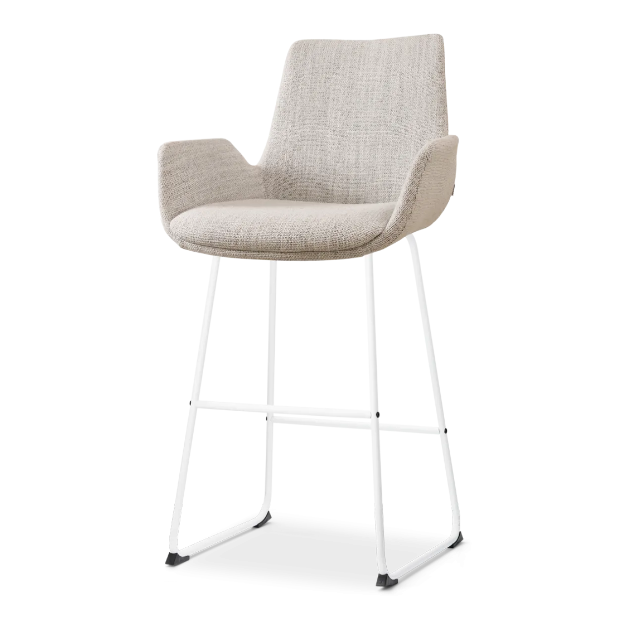 Nino-Eef barkruk grijs beige gemêleerd - wit onderstel 75 cm