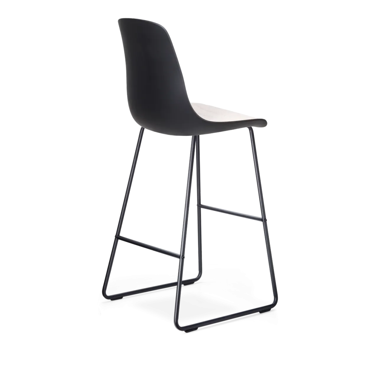 Nino-Liv barkruk zwart met beige zitkussen - zwart onderstel - 75 cm