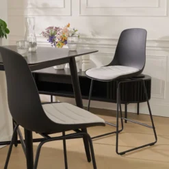 Nino-Liv barkruk zwart met beige zitkussen - zwart onderstel - 75 cm