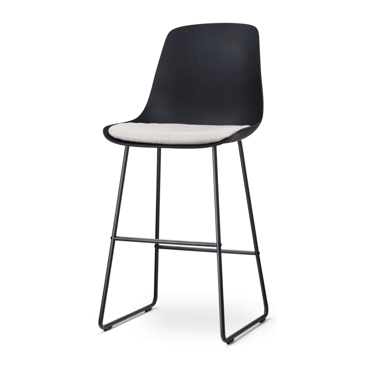 Nino-Liv barkruk zwart met beige zitkussen - zwart onderstel - 75 cm