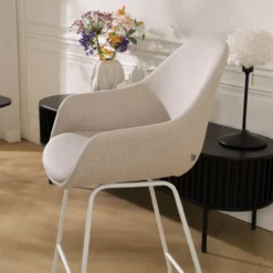 Nino-Mae barkruk beige - wit onderstel - 65 cm