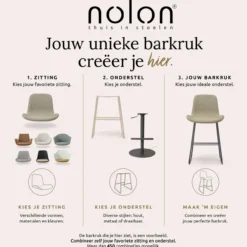 Nino-Mae barkruk bouclé beige - beige onderstel - 65 cm