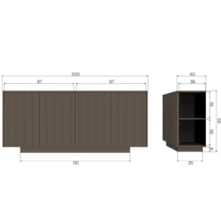 Nova dressoir 200 cm grenen truffel bruin [fsc]