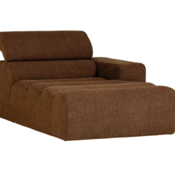 Novi chaise longue element arm rechts boucle mokkabruin