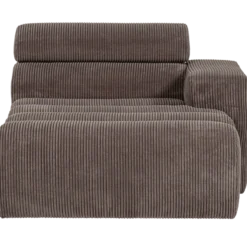 Novi chaise longue element arm rechts ribstof grijsbruin