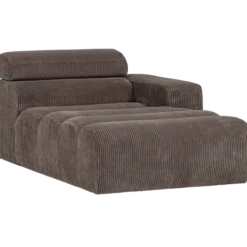 Novi chaise longue element arm rechts ribstof grijsbruin