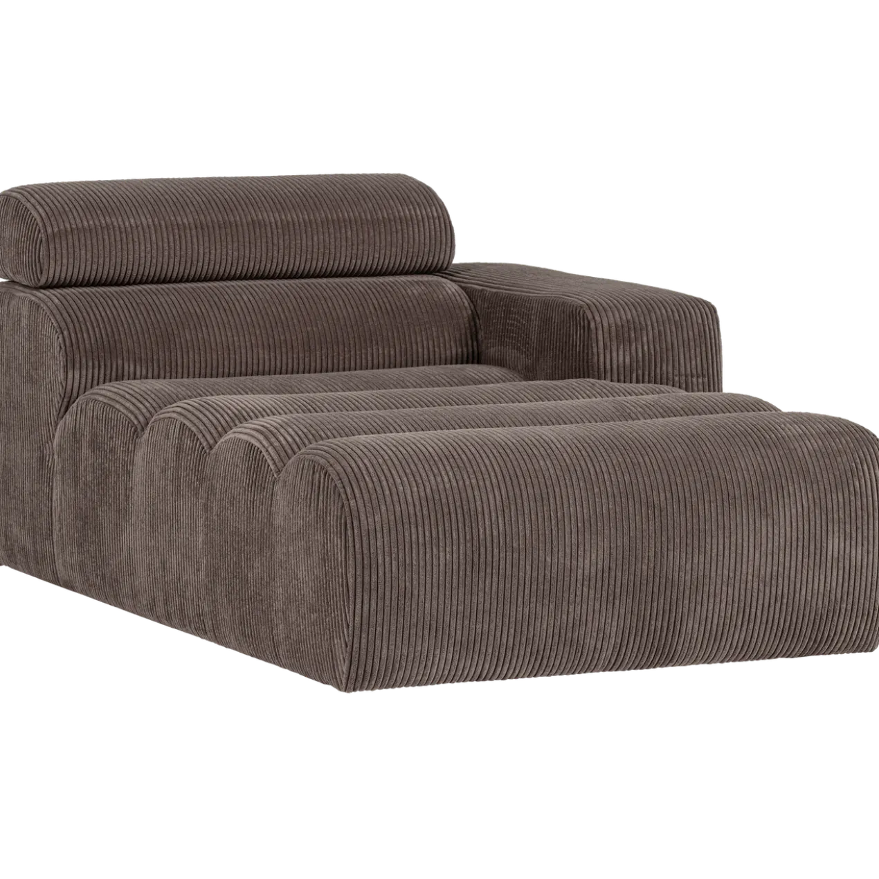 Novi chaise longue element arm rechts ribstof grijsbruin