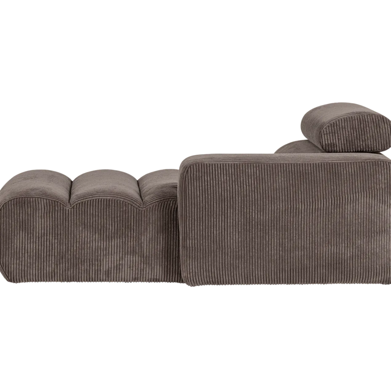 Novi chaise longue element arm rechts ribstof grijsbruin