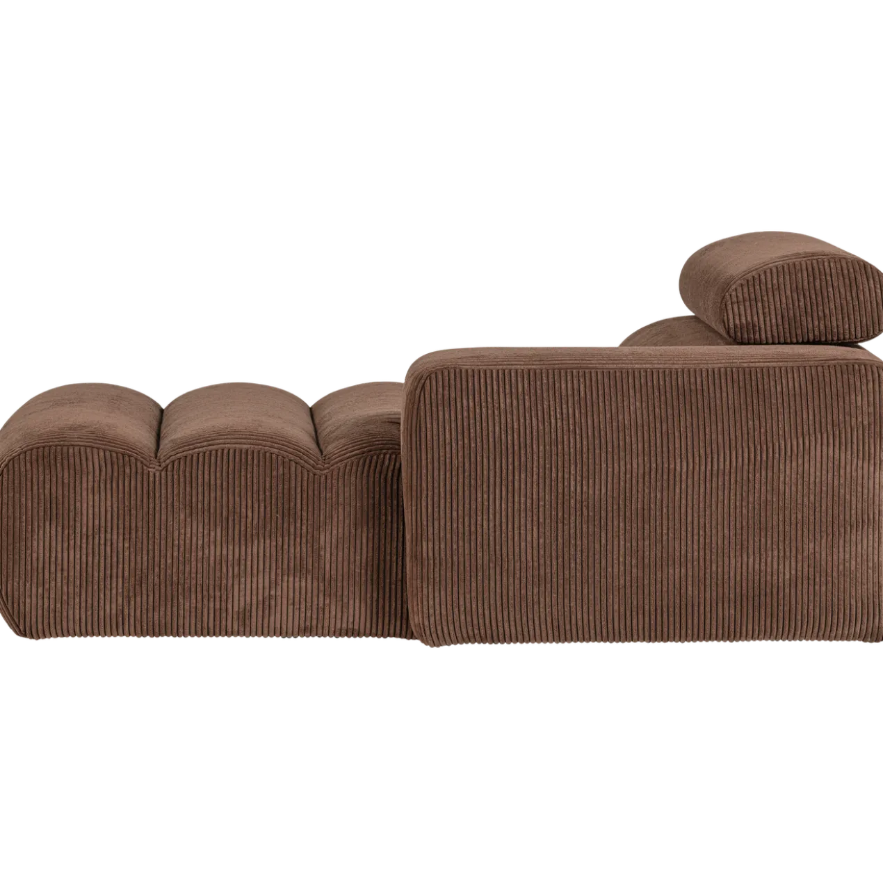 Novi chaise longue element arm rechts ribstof mokkabruin