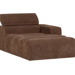 Novi chaise longue element arm rechts ribstof mokkabruin