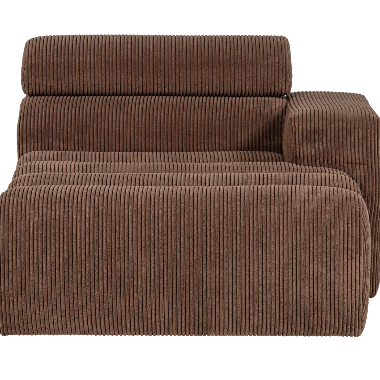 Novi chaise longue element arm rechts ribstof mokkabruin
