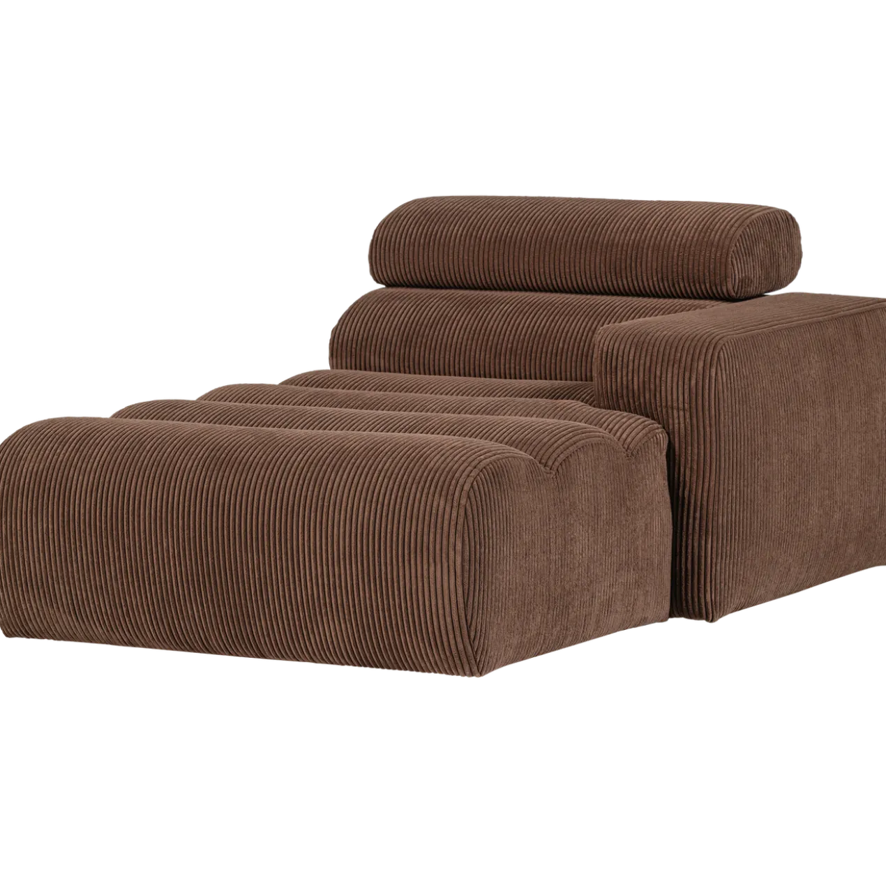 Novi chaise longue element arm rechts ribstof mokkabruin