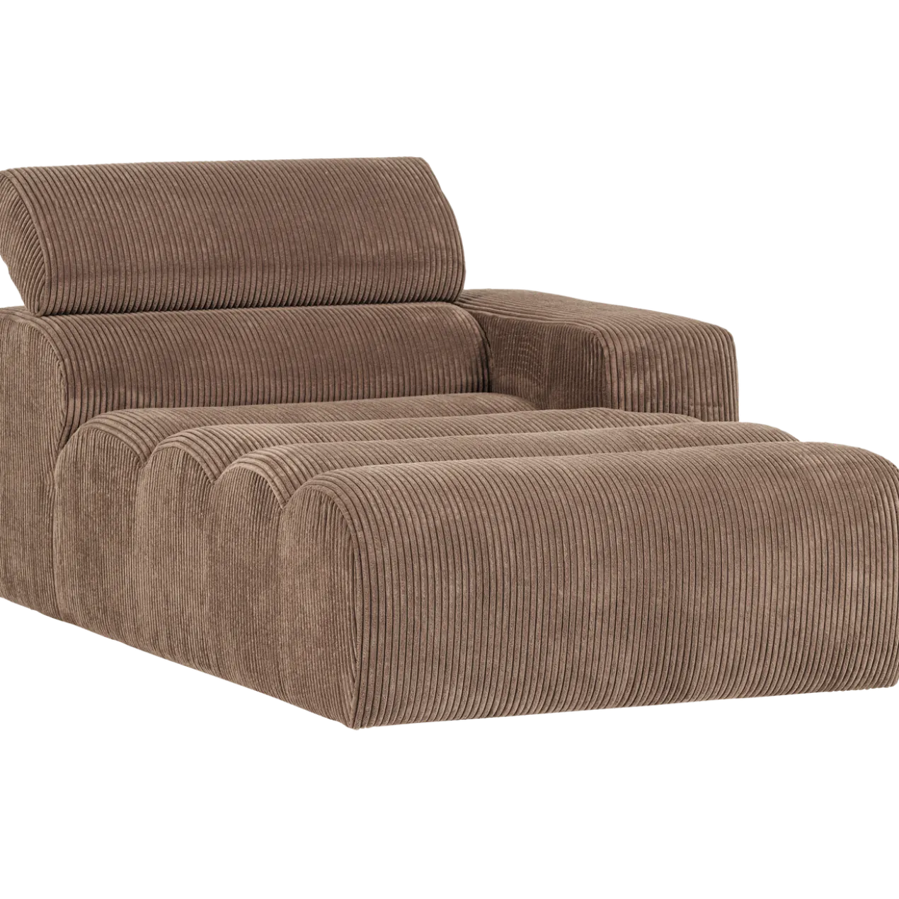 Novi chaise longue element arm rechts ribstof taupe