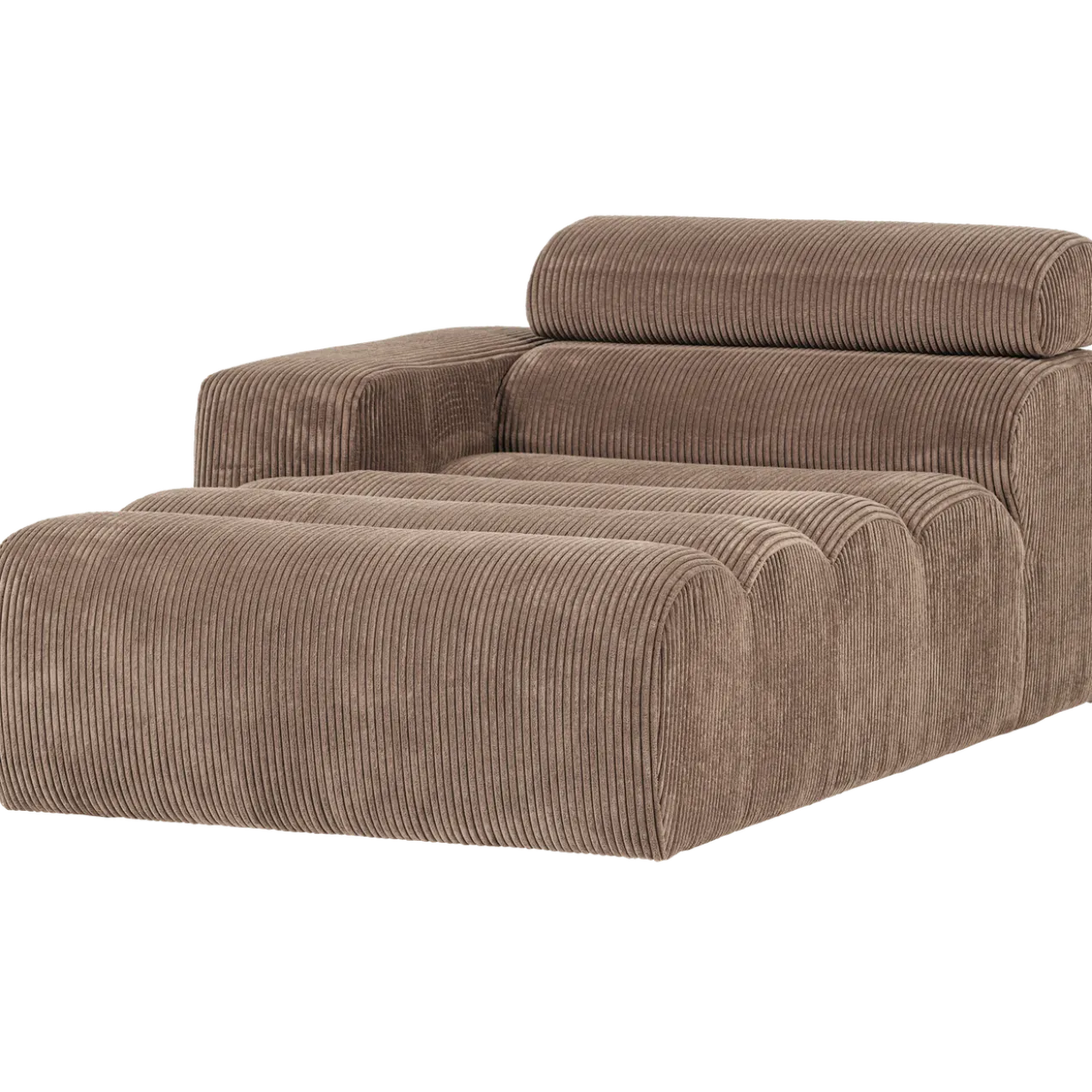 Novi chaise longue element arm links ribstof taupe