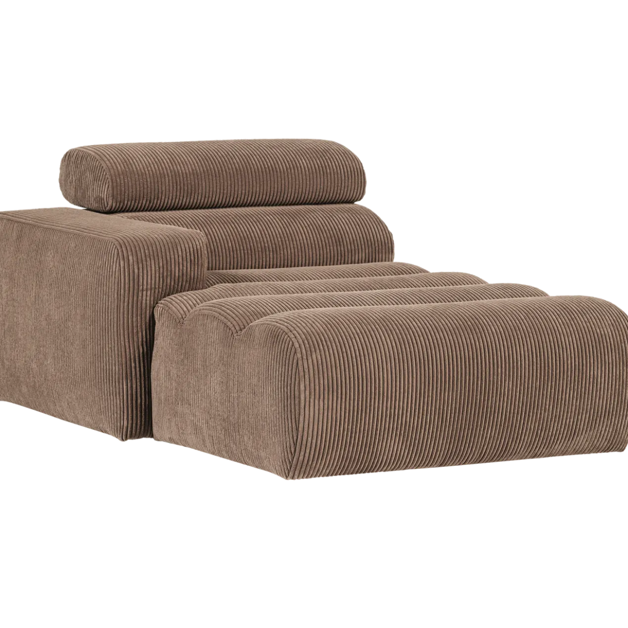 Novi chaise longue element arm links ribstof taupe