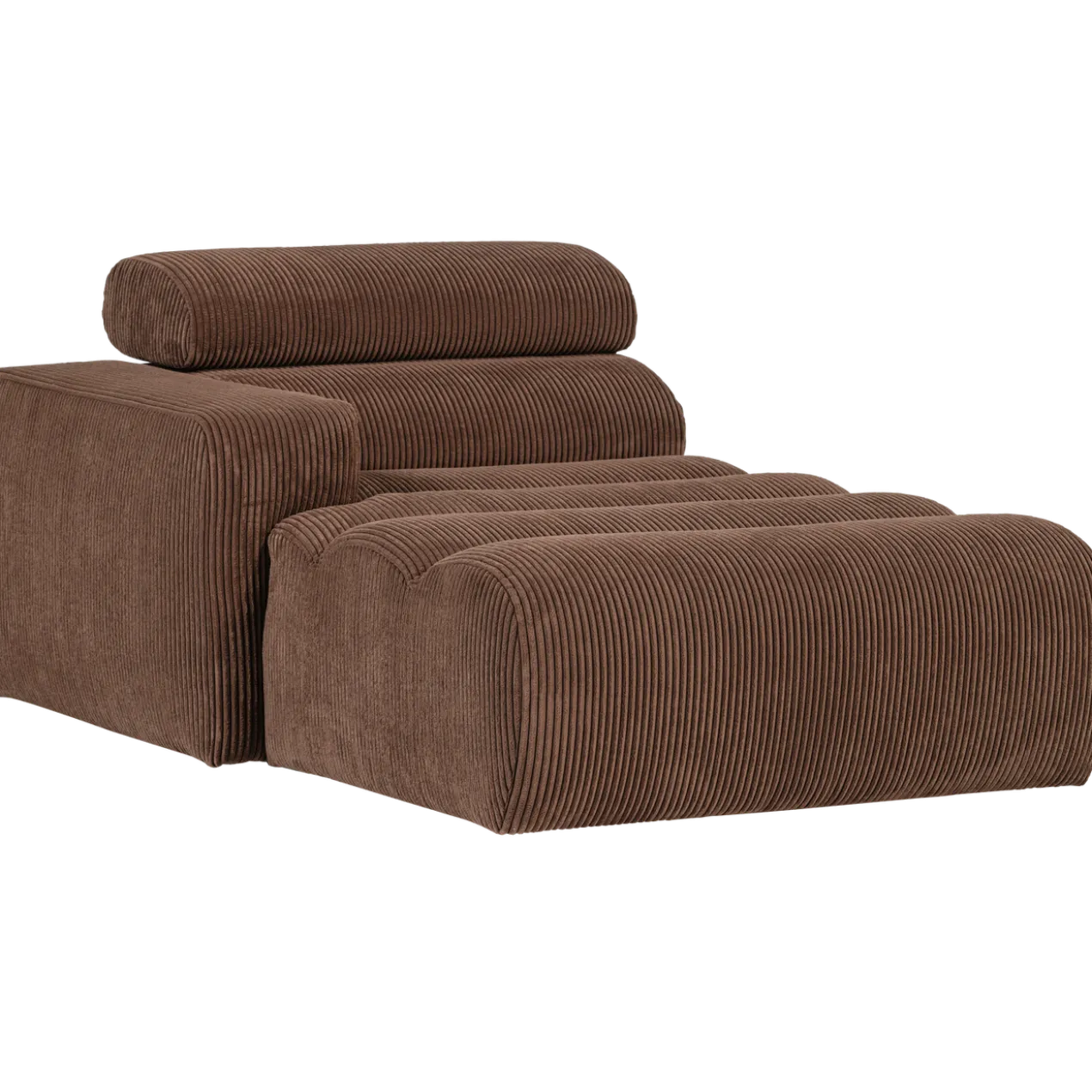 Novi chaise longue element arm links ribstof mokkabruin