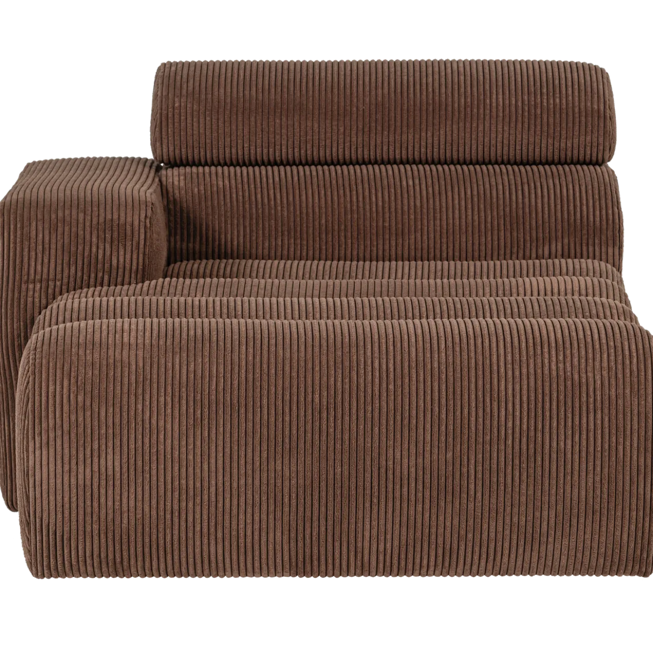 Novi chaise longue element arm links ribstof mokkabruin