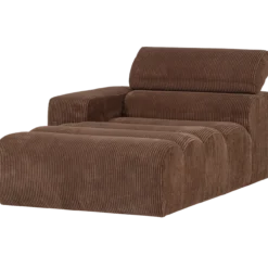 Novi chaise longue element arm links ribstof mokkabruin