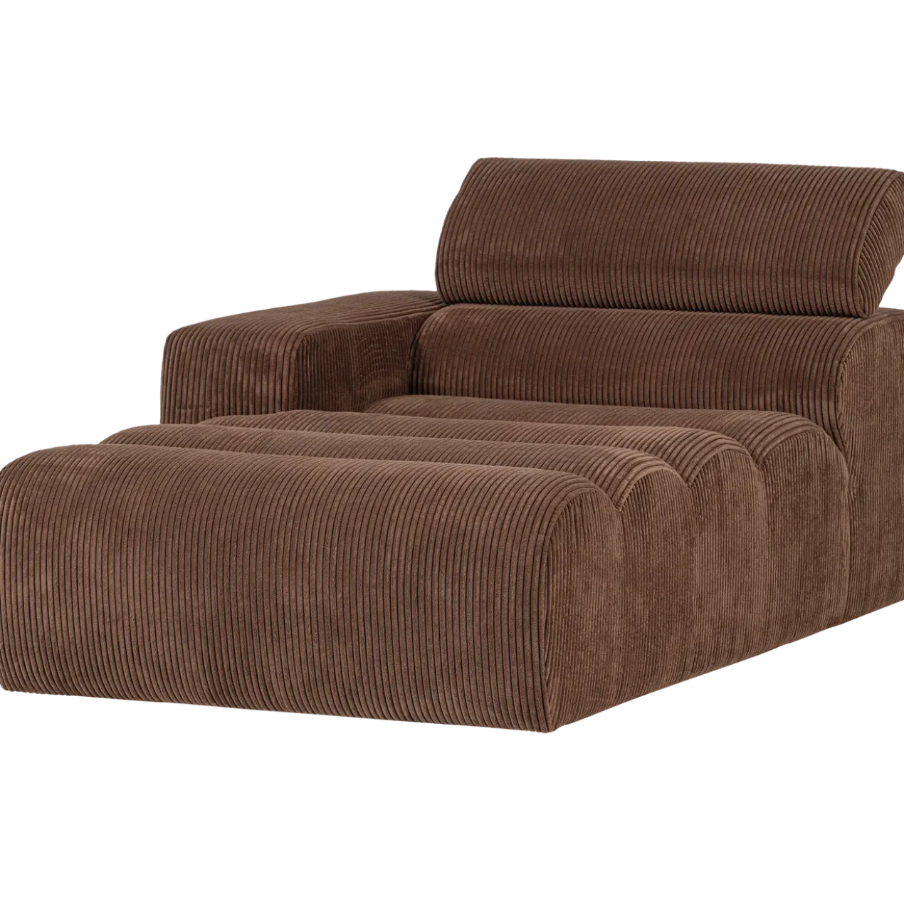 Novi chaise longue element arm links ribstof mokkabruin
