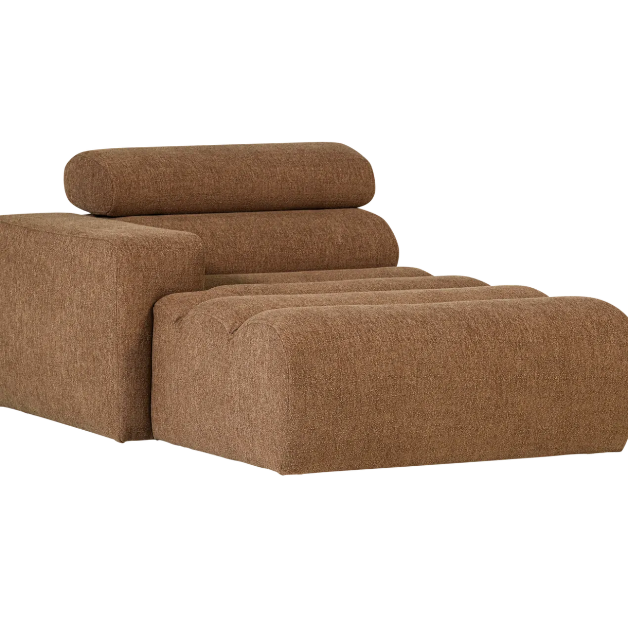 Novi chaise longue element arm links boucle karamelbruin