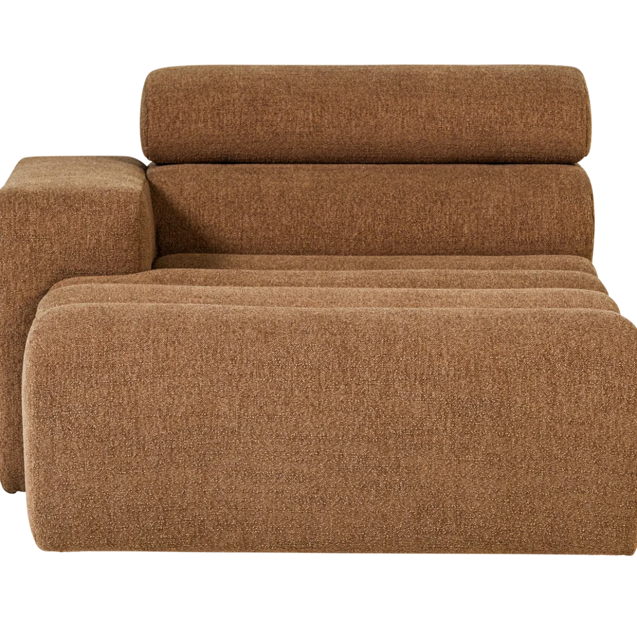 Novi chaise longue element arm links boucle karamelbruin