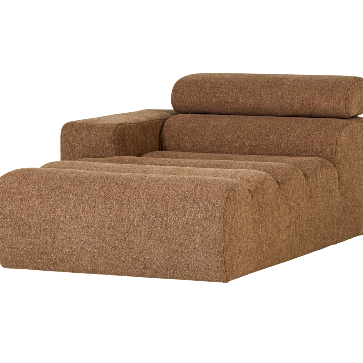 Novi chaise longue element arm links boucle karamelbruin