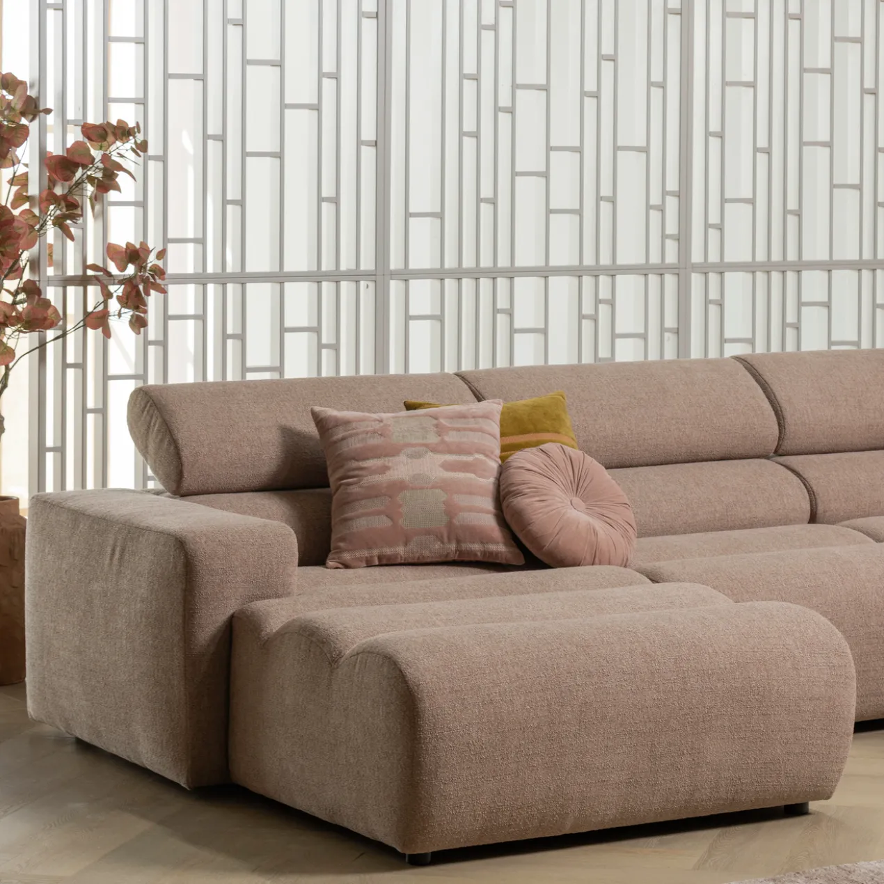 Novi chaise longue element arm links boucle taupe