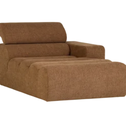 Novi chaise longue element arm rechts boucle karamelbruin