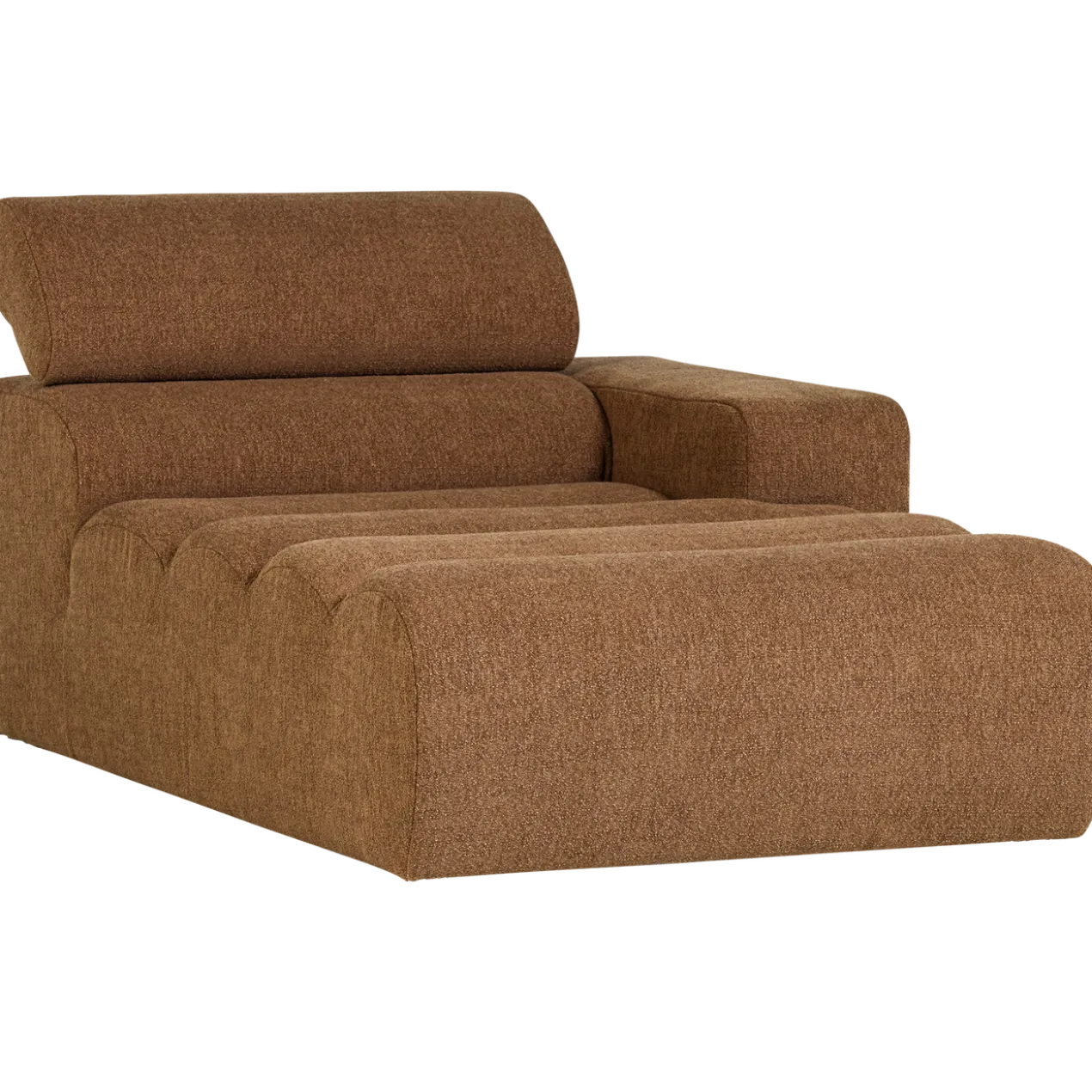 Novi chaise longue element arm rechts boucle karamelbruin