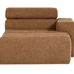 Novi chaise longue element arm rechts boucle karamelbruin