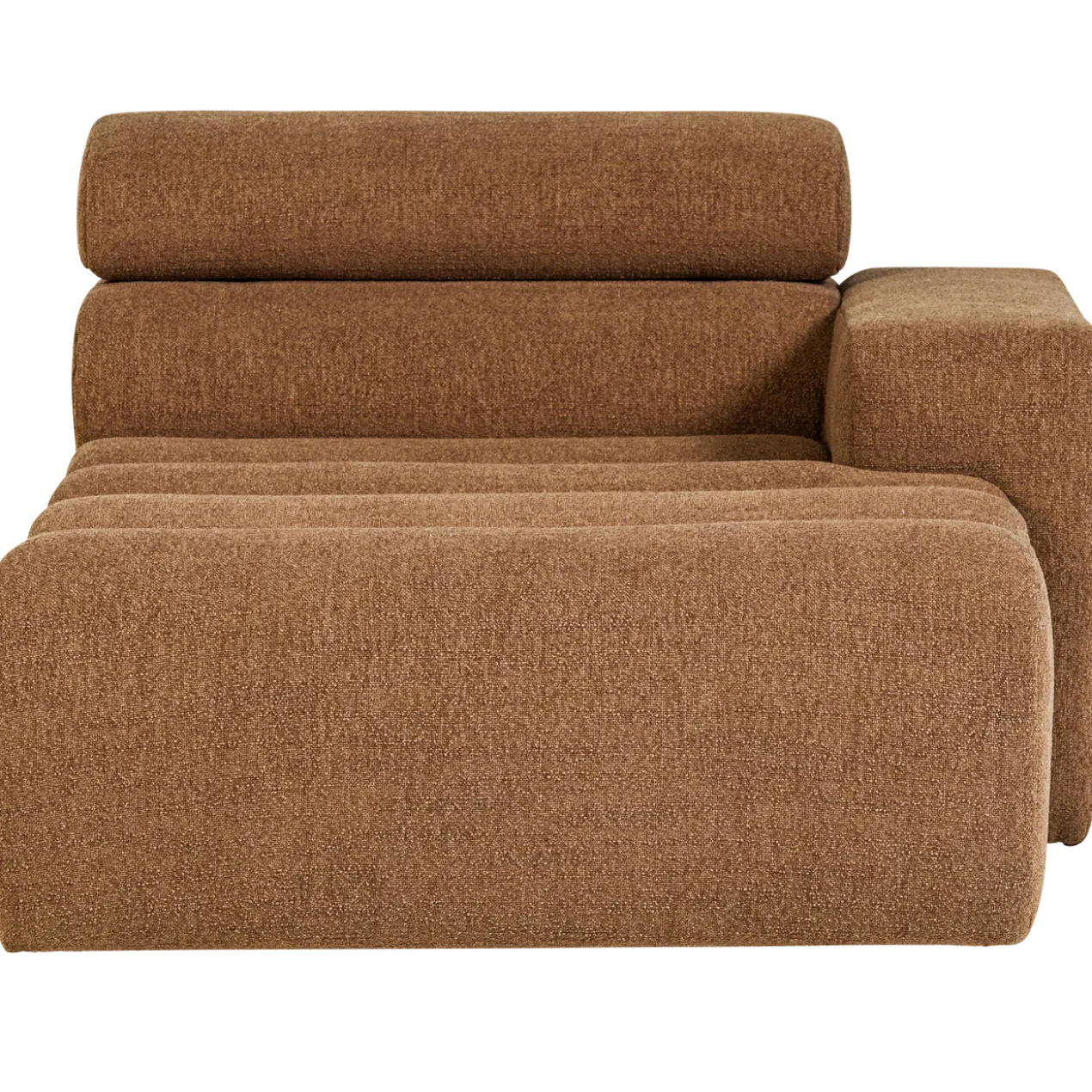 Novi chaise longue element arm rechts boucle karamelbruin