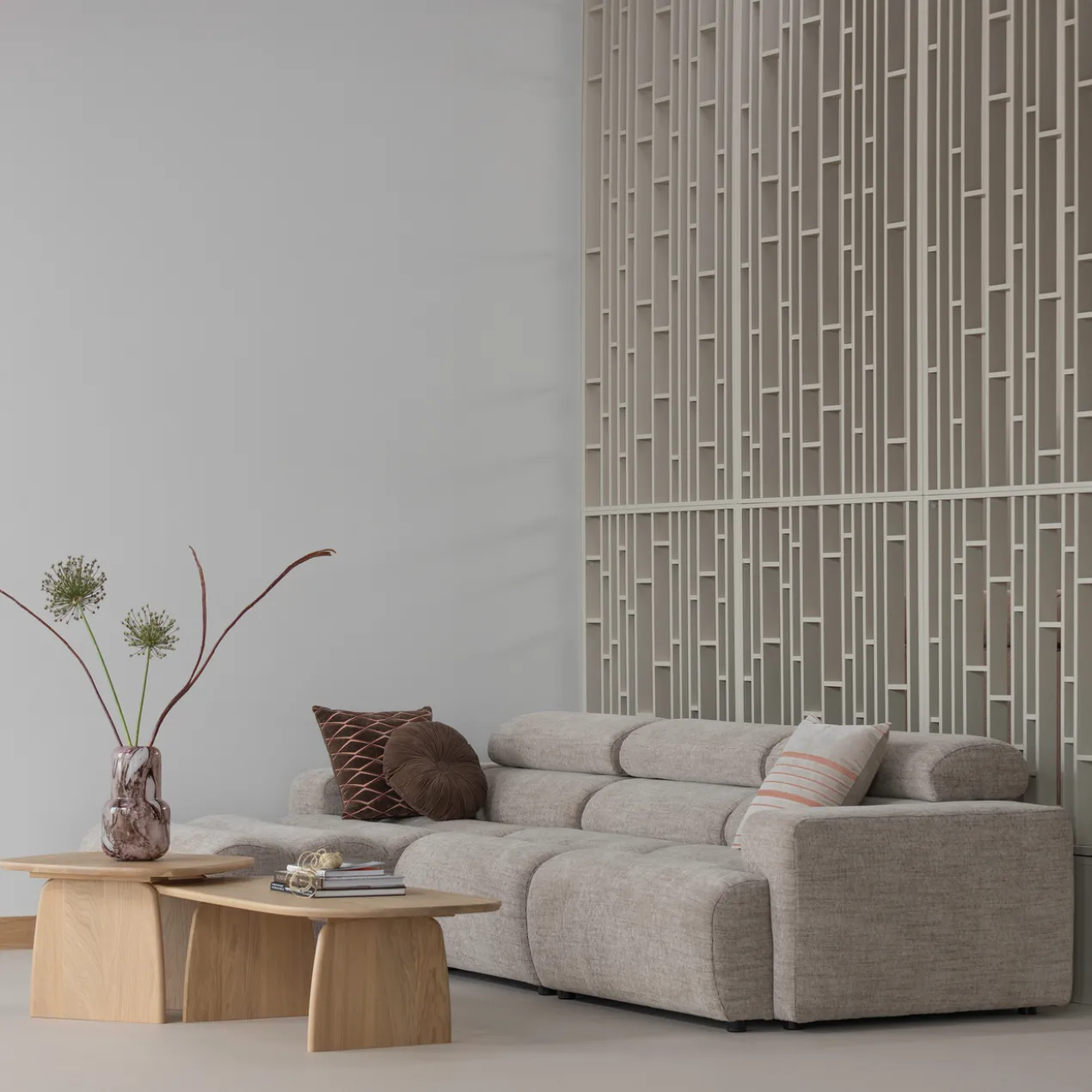 Novi 1-zits element arm rechts boucle naturel