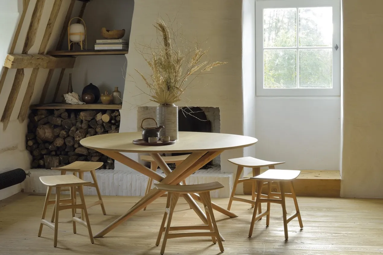 Oak Mikado eettafel - rond 150 - eiken