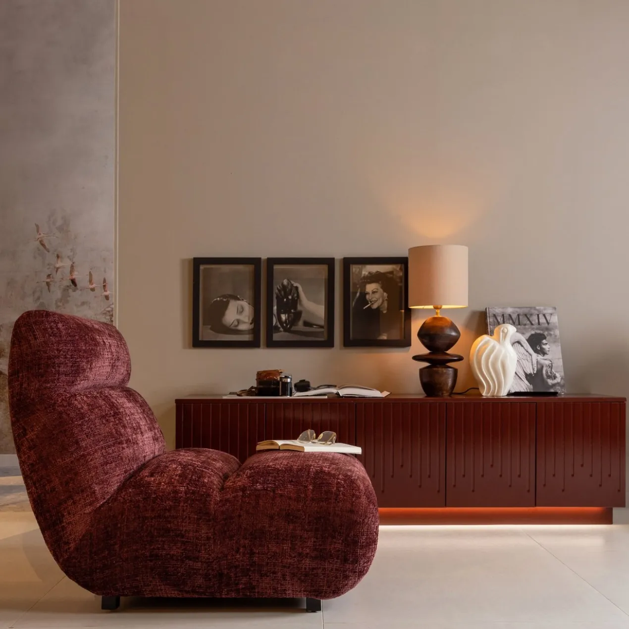 Observe fauteuil aubergine