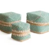 Offermanden hoog kraaltjes schelpen - set van 3 turquoise creme Set Offermanden Kraaltjes / Schelpen turquoise/crème