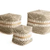Offermanden kraaltjes / schelpen gestreept - set van 3 Set Offermanden Kraaltjes / Schelpen crème/wit gestreept